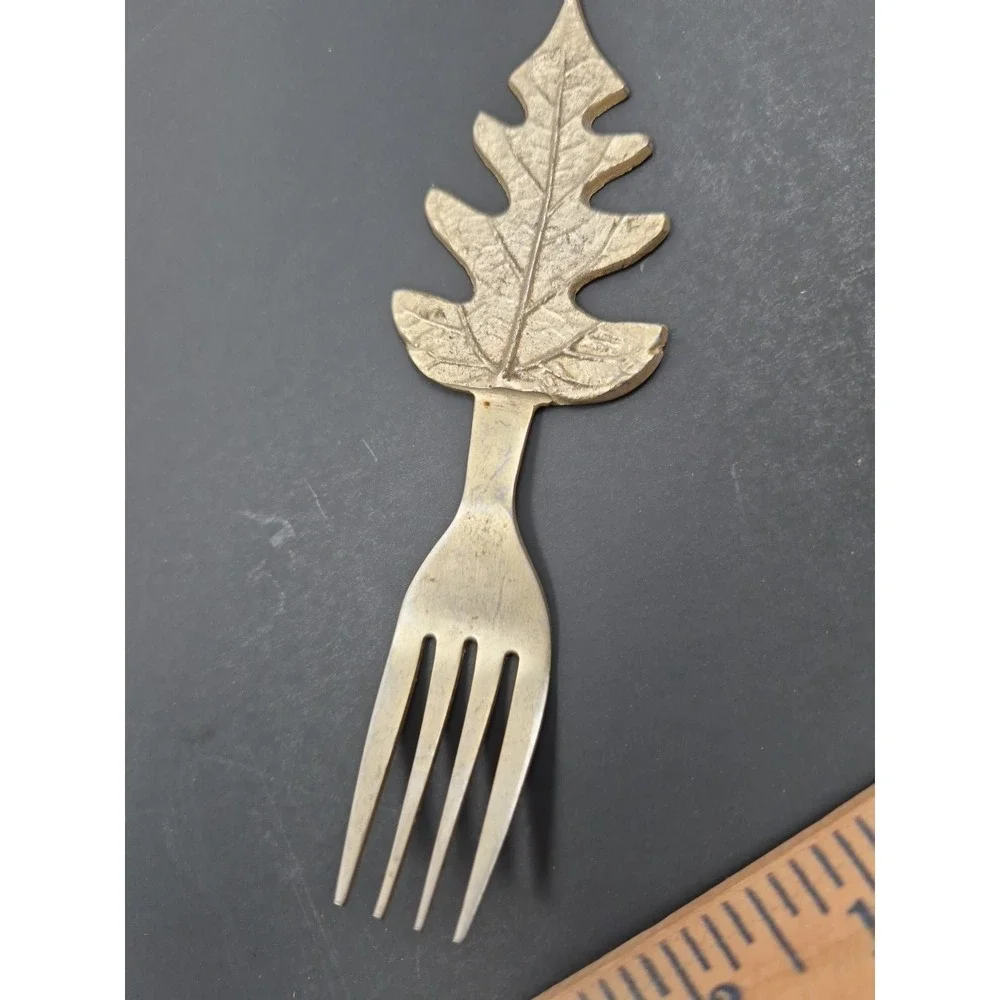 Lot Of 3 Forks Vintage‎ Silver Tone Appetizer Leaf Decorative Cocktail Fork